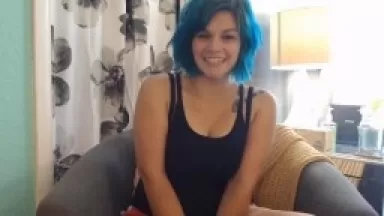 Blue haired cutie Lewdotcee with fat booty and big bush
