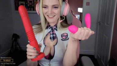 Fucking hot blonde babe Carly Rae fucks her pussy and squirts all over
